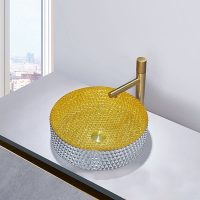 Soeminnen-120mm Höhe der starke Glas- Waschbecken-Gold-Farbe-