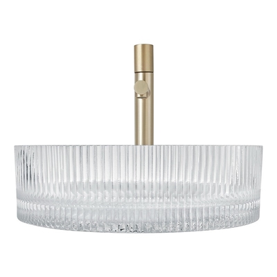 Zylinder-Tischplatte-Schiff-Wannen des geformten Klarglas-Waschbecken-Restaurant-Kristall-15,5“