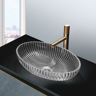 Glasschiff-Schüssel-Art Waschbecken für den Handelskratzer beständig