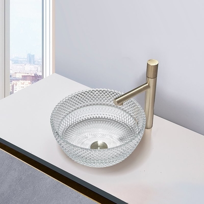 Badezimmer Crystal Clear Glass Vessel Basinss Calathiform Countertop-Wannen