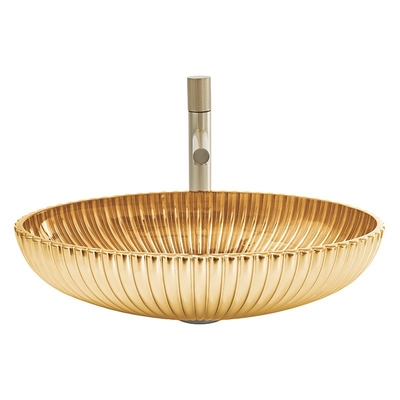 Der Soeminnen-135mm Höhe der starke Glas- Schiff-Becken-18k Gold-Farbe-