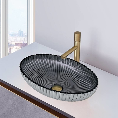 Druckguß, den Glasschiff-Becken Höhe Gray Color Interiors 135mm rauchen