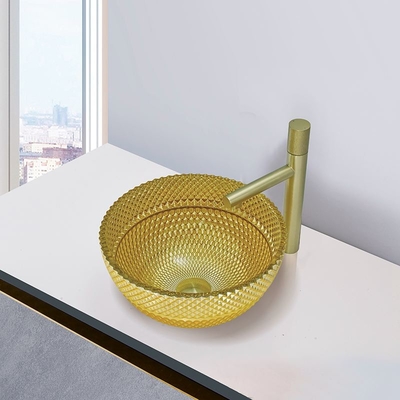Goldfarbbadezimmer des 45mm Ablaufloch-sinkt Glaswaschbecken-18K für Haupthotel