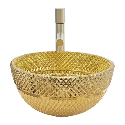 Goldfarbbadezimmer des 45mm Ablaufloch-sinkt Glaswaschbecken-18K für Haupthotel