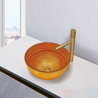 Rundes Glasgoldfarbbadezimmer des Waschbecken-24K sinkt einfaches instandhalten