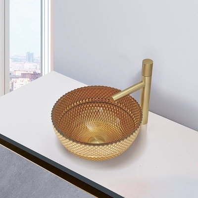 Goldfarbschüssel Crystal Glass Wash Basin Ins formen britische Badezimmer Countertop-Wannen