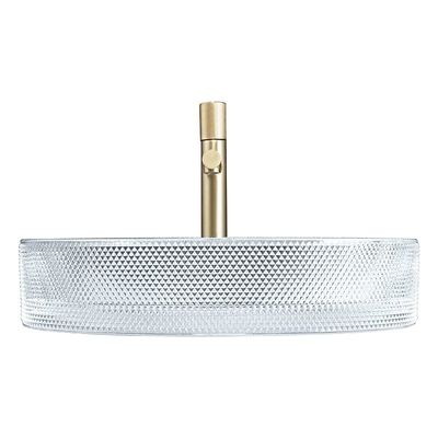 Europäische Art-ovalgeschnittene Glasschiff-Becken Crystal Clear Sink Oval Shaped