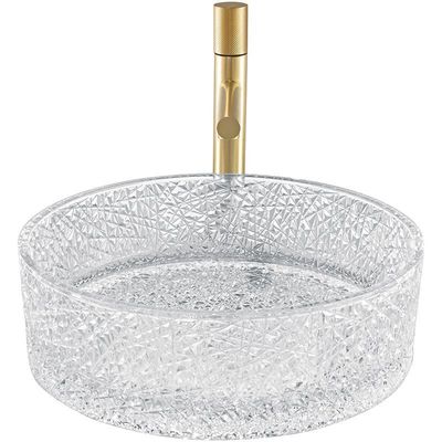 Europäische Art ringsum Glasschiff-Becken gefrieren Ridge Crystal Clear Wash Basin