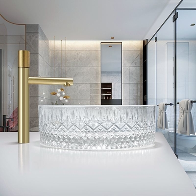 Transparente Crystal Glass Vessel Basins Ice-Prisma Countertop-Wannen