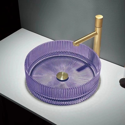 Bunter Crystal Glass Wash Basin Cylindrical formen Countertop-Becken-Schüssel