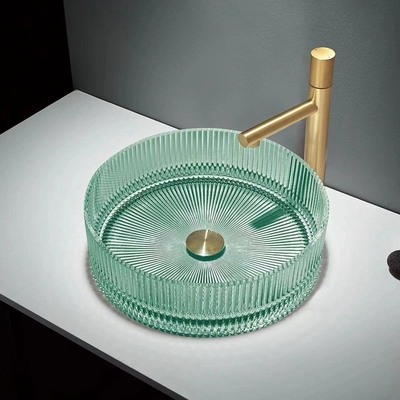 Bunter Crystal Glass Wash Basin Cylindrical formen Countertop-Becken-Schüssel