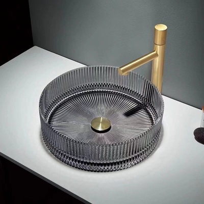 Bunter Crystal Glass Wash Basin Cylindrical formen Countertop-Becken-Schüssel