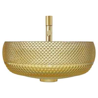 Italien-Entwurfs-Crystal Glass Vessel Basins Yellow-Farbbadezimmer-Eitelkeits-Wanne