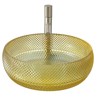 Italien-Entwurfs-Crystal Glass Vessel Basins Yellow-Farbbadezimmer-Eitelkeits-Wanne
