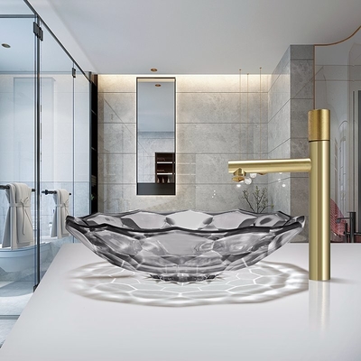 Moderner Ball-geformtes Glaswaschbecken-Licht Gray Color Vessel Sinks Pop herauf Abfluss
