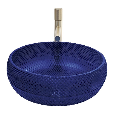 Farbecrystal glass vessel basins royals blaue countertop-Wanne