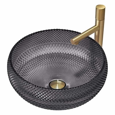 Italienischer Entwurfs-Crystal Glass Vessel Basins Transparent-Schwarz-Farbecountertop