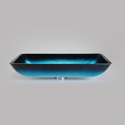 Steigungs-blauer ausgeglichener Bad-Waschbecken-Glas-Schüssel-rechteckiger Tischplatte-Körper