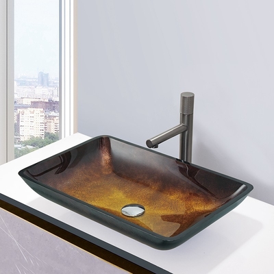 Steigungs-Brown-milderte Glasbadezimmer-Waschbecken-nicht poröse dynamische Schiff-Wanne Glas