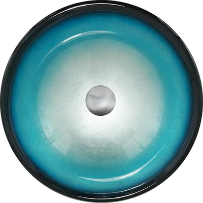Badezimmer-ausgeglichenes Glaswannen-schwarze blaue runde Waschbecken-Schüssel-einfaches sauberes