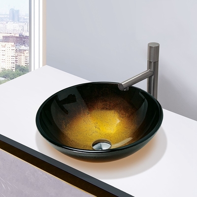 Badezimmer-ausgeglichene Glasschiff-Wannen-Steigungs-Brown-Runden-Waschbecken-Schüssel
