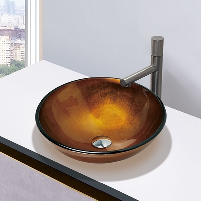 420mm milderten Glaswannen-Folien-Goldbadezimmer Countertop-Waschbecken
