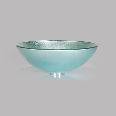 Rundes silbernes ausgeglichenes Glaswannen-Badezimmer Countertop-Waschbecken