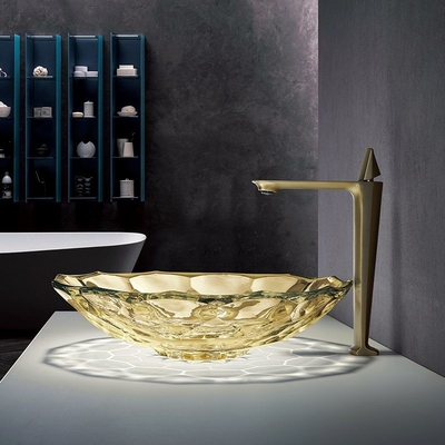 Soem-Kugelform-Glaswaschbecken-Crystal Vessel Sinks Yellow Color-Countertop