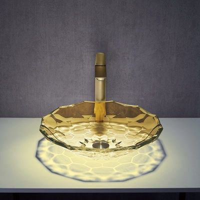 Soem-Kugelform-Glaswaschbecken-Crystal Vessel Sinks Yellow Color-Countertop