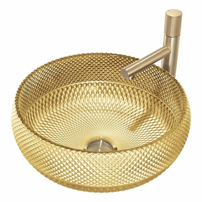 Goldfarbecountertop-Wannen des 45mm Ablaufloch-Glaswaschbecken-18K für Restaurant