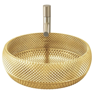 Goldfarbecountertop-Wannen des 45mm Ablaufloch-Glaswaschbecken-18K für Restaurant