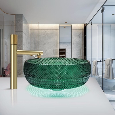 Countertop angebrachtes Glasschiff sinkt Crystal Bathroom Wash Wash Basin