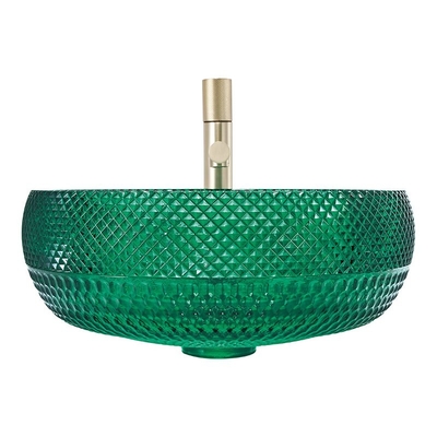 Europäische Art-Runde formte Glasschiff-Becken-Crystal Bathroom Wash Sinks Green-Farbe