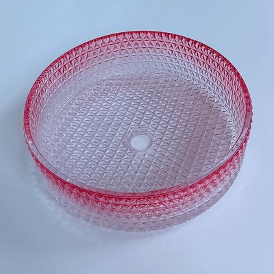 Moderne Steigungs-rote Glasbecken-Schüssel, die Crystal Bathroom Vanity Sink druckgießt