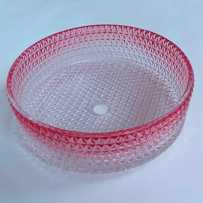 Moderne Steigungs-rote Glasbecken-Schüssel, die Crystal Bathroom Vanity Sink druckgießt