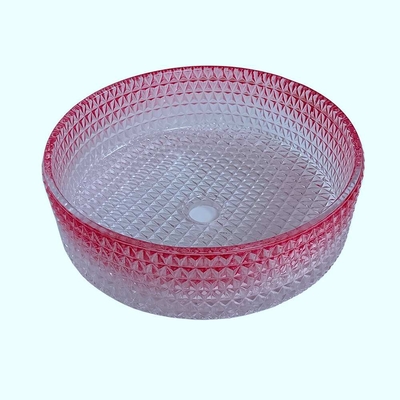 Moderne Steigungs-rote Glasbecken-Schüssel, die Crystal Bathroom Vanity Sink druckgießt