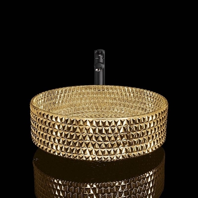 Crystal Glass Wash Basin Electroplated-Beschichtung einfache des Gold24k säubern