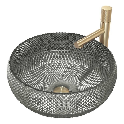 Dunkle Grey Crystal Glass Vessel Sinks Bathroom-Eitelkeits-Wäsche-Wanne über Zähler