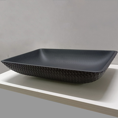 Ledernes Korn-Badezimmer milderte Glasschiff-Wanne saures Matt Black Glass Wash Basins