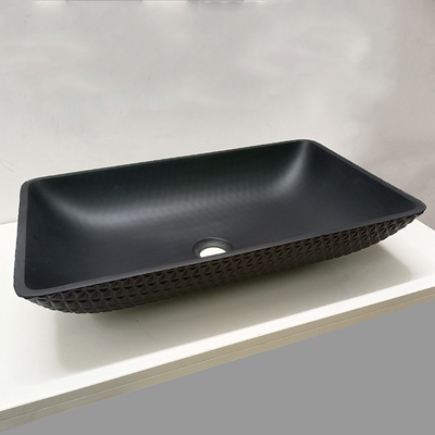 Ledernes Korn-Badezimmer milderte Glasschiff-Wanne saures Matt Black Glass Wash Basins