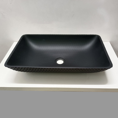 Ledernes Korn-Badezimmer milderte Glasschiff-Wanne saures Matt Black Glass Wash Basins