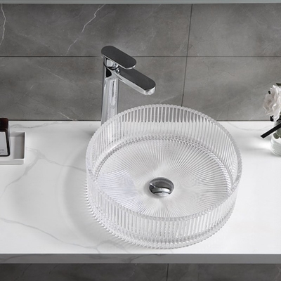 Moderne vertikale Streifen Crystal Clear Glass Wash Basins, die Badezimmer-Becken-Wannen druckgießen