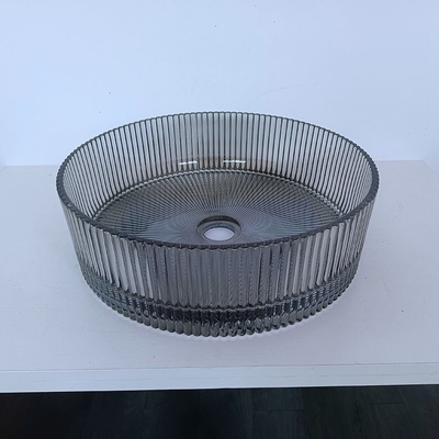 Zylinderförmige vertikale Streifen Gray Color Glass Wash Basins, die Badezimmer-Becken-Wannen druckgießen