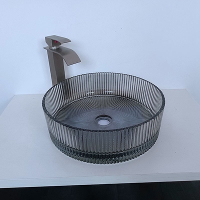 Zylinderförmige vertikale Streifen Gray Color Glass Wash Basins, die Badezimmer-Becken-Wannen druckgießen