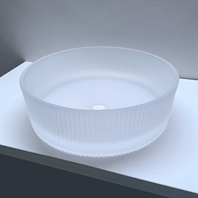 Saure matte Crystal Glass Wash Basin Vertical-Streifen, die Countertop-Badezimmer-Wannen druckgießen