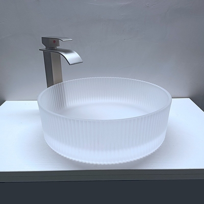 Saure matte Crystal Glass Wash Basin Vertical-Streifen, die Countertop-Badezimmer-Wannen druckgießen