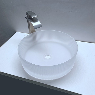 Saure matte Crystal Glass Wash Basin Vertical-Streifen, die Countertop-Badezimmer-Wannen druckgießen
