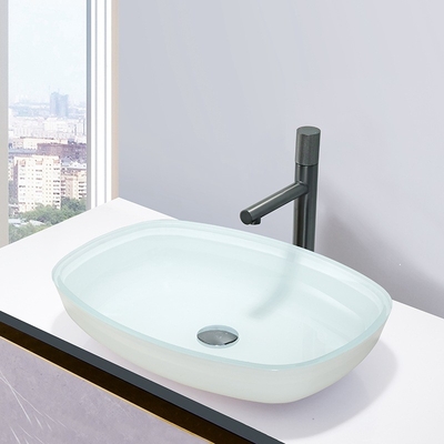 Hohe glatte weiße ausgeglichene Badezimmer-Waschbecken-Melone formen Countertop-Becken-Wannen