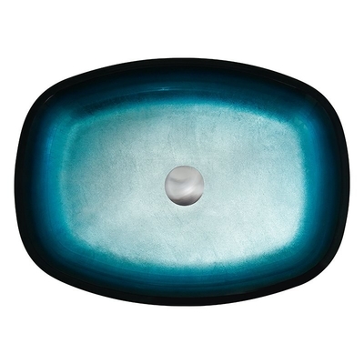 Glassteigungs-brachte blauer ausgeglichener Bad-Waschbecken-Melonen-Form-Tischplatte Countertop an