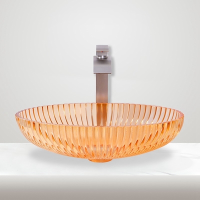 Aufsatzmontierte Glaswaschbecken aus Glas für Badezimmerwaschbecken 530 mm